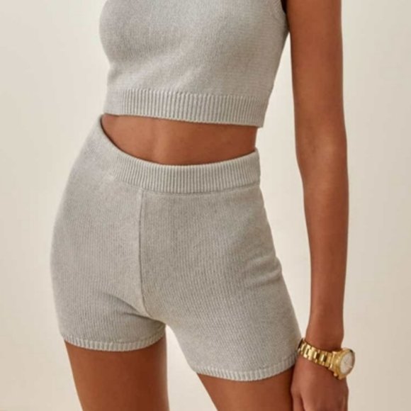 Reformation Pants - Reformation Roze Knitted High-Waist Shorts